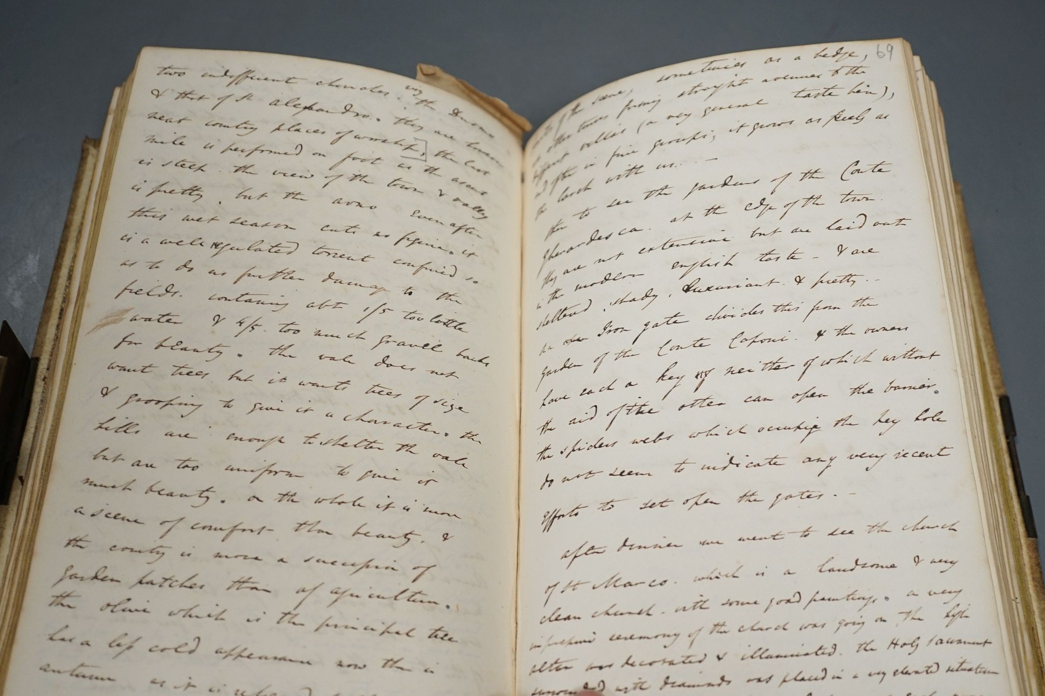 An early 19th century vellum bound hand-written account of a Grand Tour c.1830